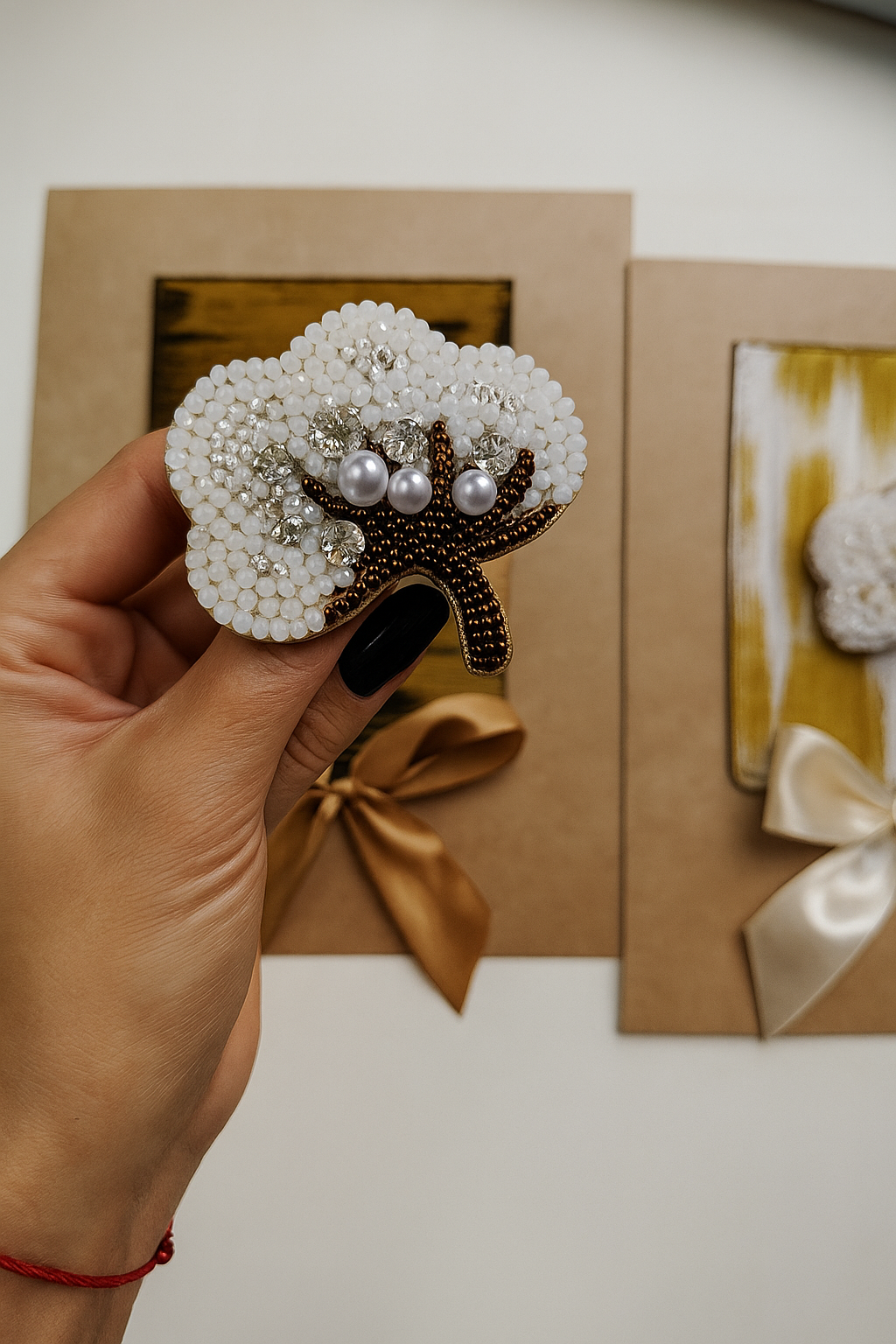 Broche Coton en perles de rocaille